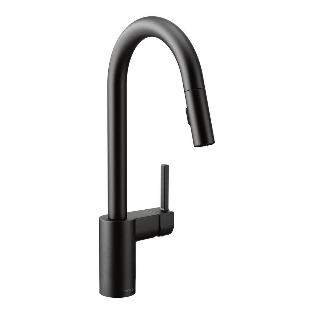 MOEN Align Single-Handle Pull-Down Sprayer Kitchen Faucet with Reflex and Power Clean in Matte Black 7565BL