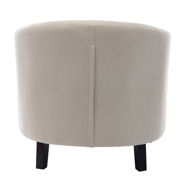 Comfortable Modern Design Linen Fabric Leisure Barrel Chair with Wood Legs and Nailheads