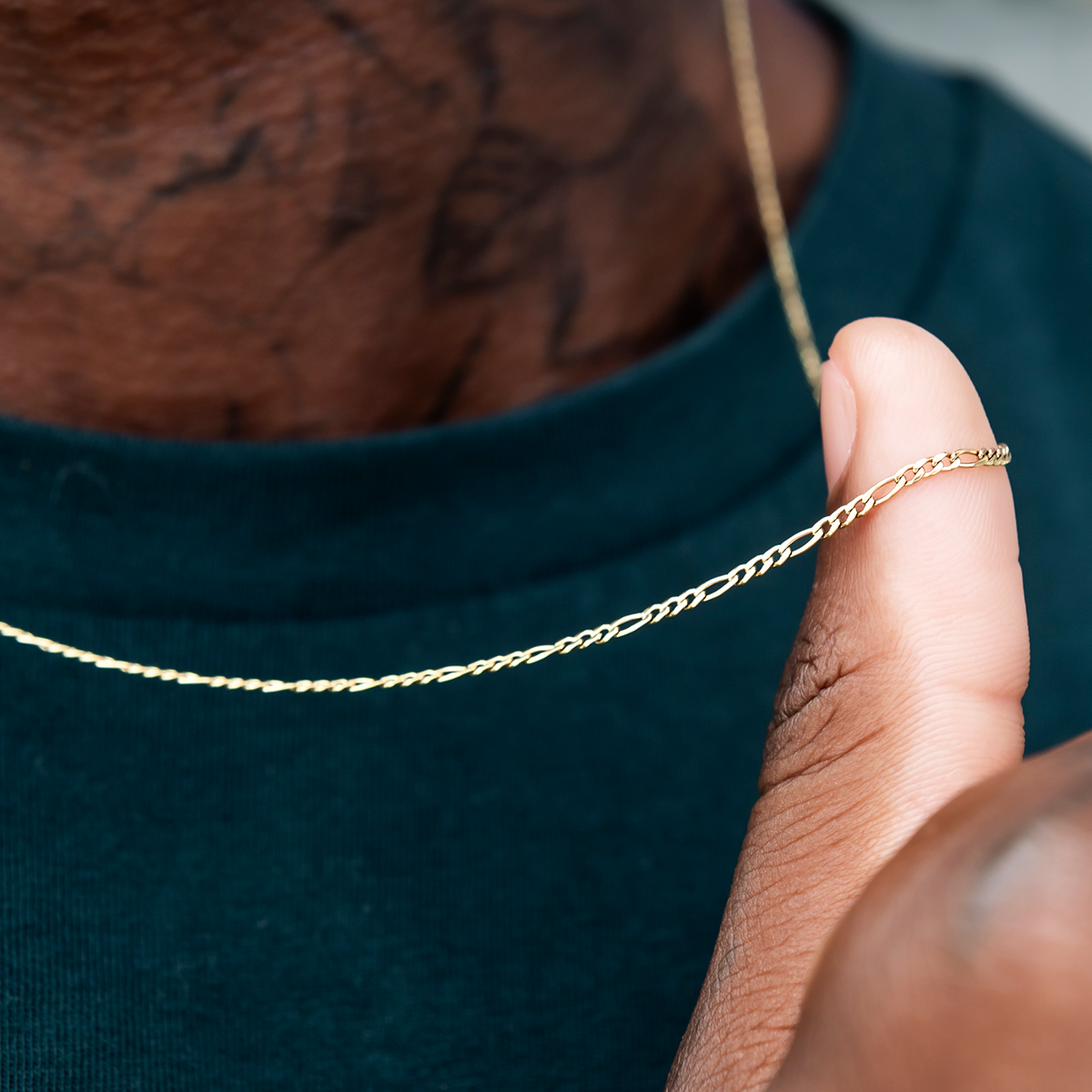 Figaro Chain in Yellow Gold- 2mm