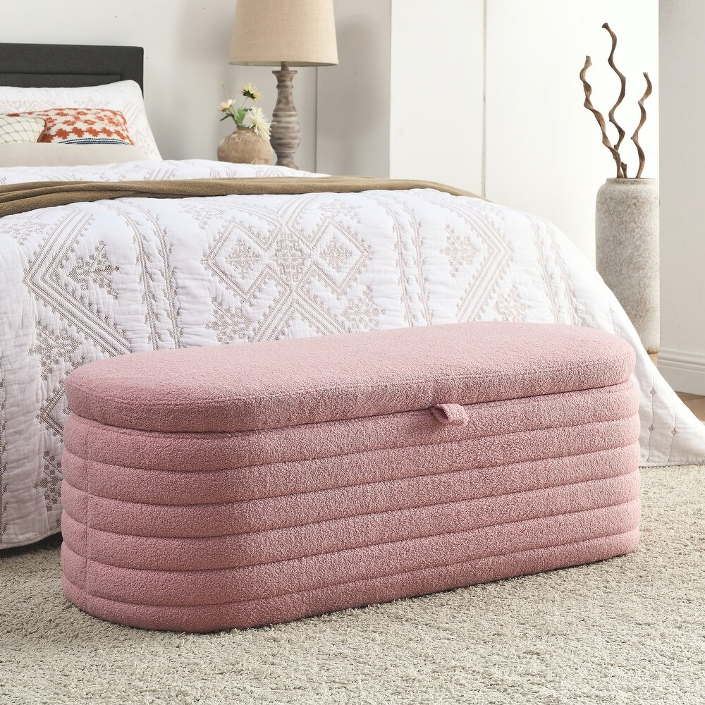 Storage Ottoman Bench Upholstered Fabric Storage Bench