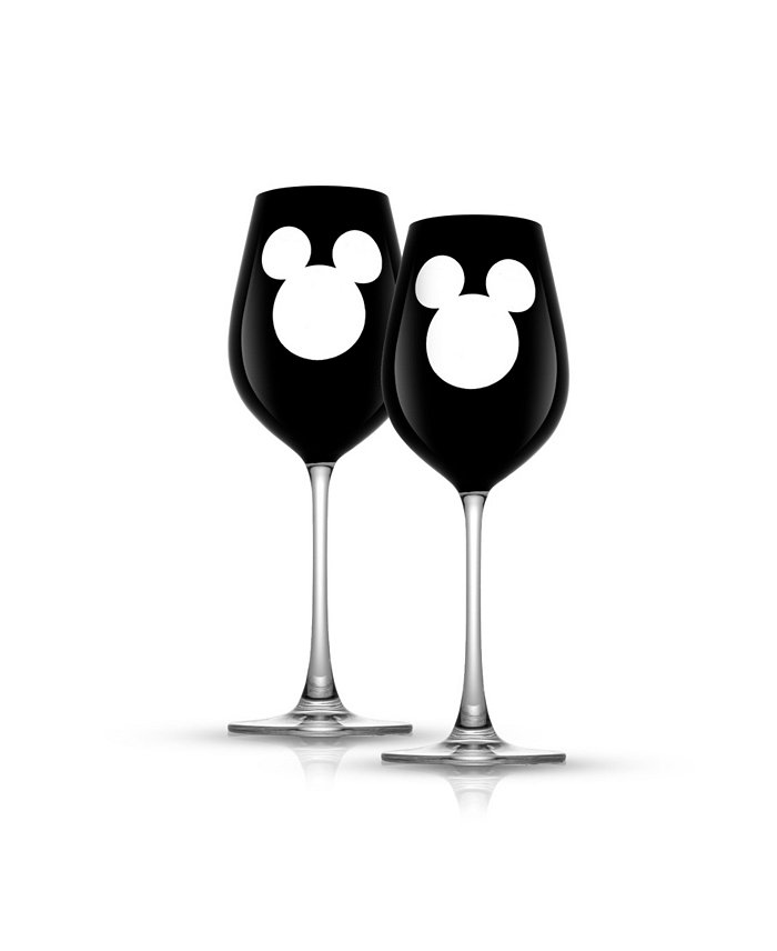 JoyJolt Disney Luxury Mickey Mouse Crystal 16 oz Stemmed White Wine Glass Set of 2