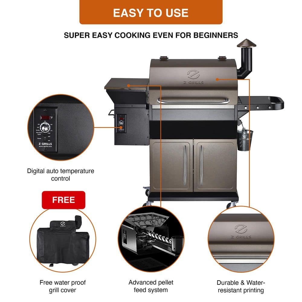 Z GRILLS 1060 sq. in. Pellet Grill and Smoker with cabinet storage, Bronze ZPG-1000D