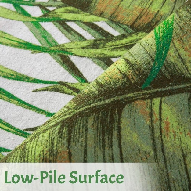 Area Rug Palm Tree Leaf Washable Area Rug Non Slip Low Profile Green