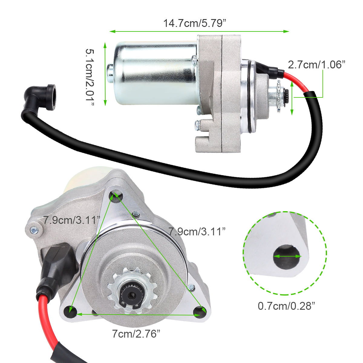 3 Bolt Starter Motor WIth Line For 50cc 70 cc 90cc 100cc 110cc 125cc 4 Stroke Quad Wheelers ATVs Taotao