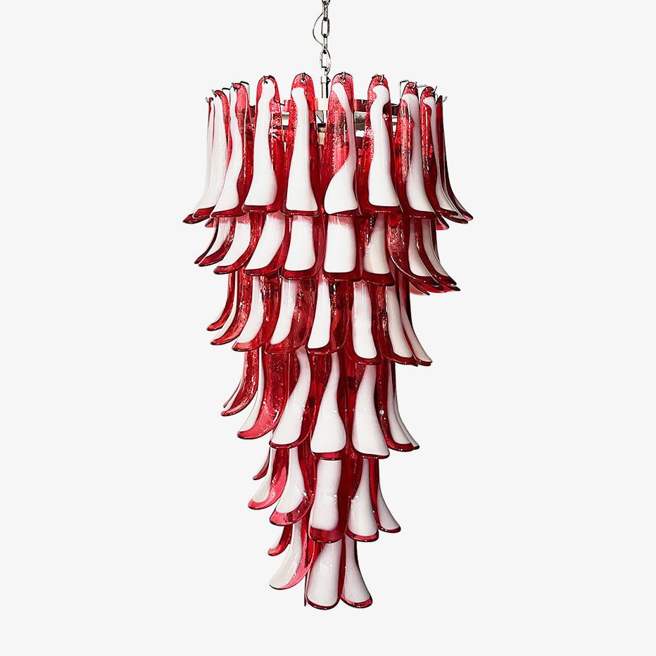 Murano Red Petals Spiral Chandelier