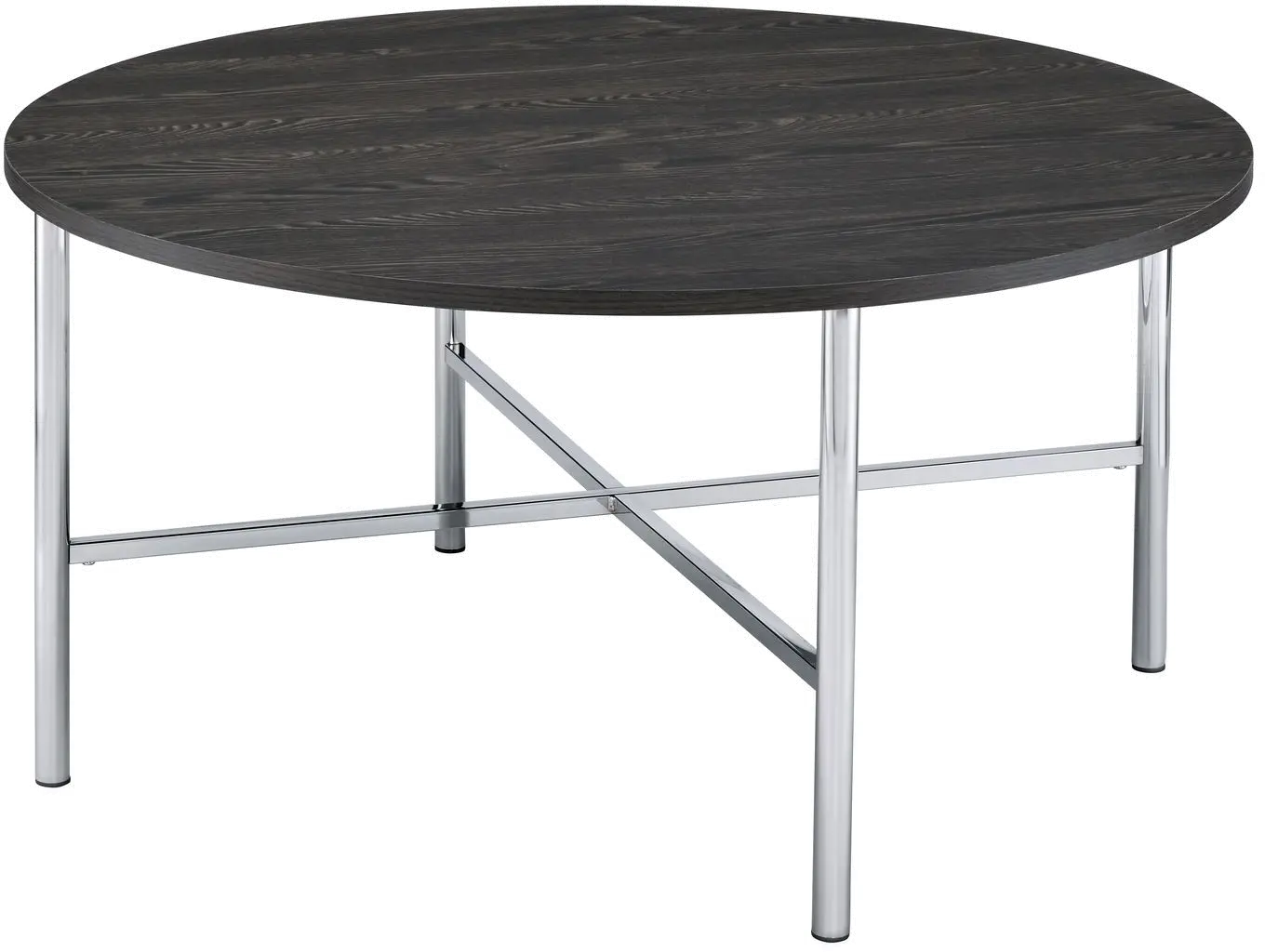 Dakota Charcoal Off Black and Chrome Round 3 Pack Table Set