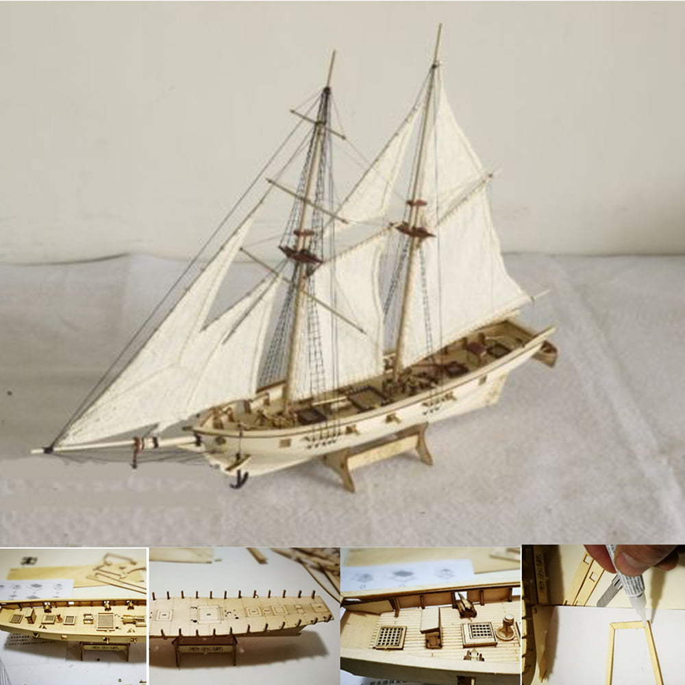 Carevas DIY Model Kits， Ship Assembly Model，Wooden Sailing Boat Scale Model Toys Gifts for Kids Adults