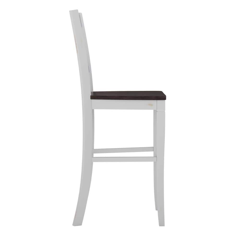 Carnegy Avenue 45.75 in. White Wash Full Wood Bar Stool with Wood Seat CGA-ES-520597-WH-HD