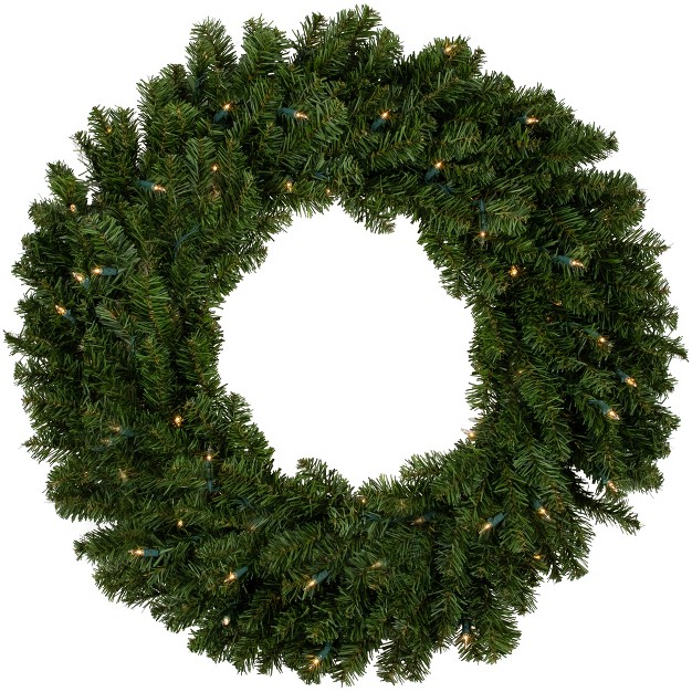 Prelit Canadian Pine Artificial Christmas Wreath Clear Lights