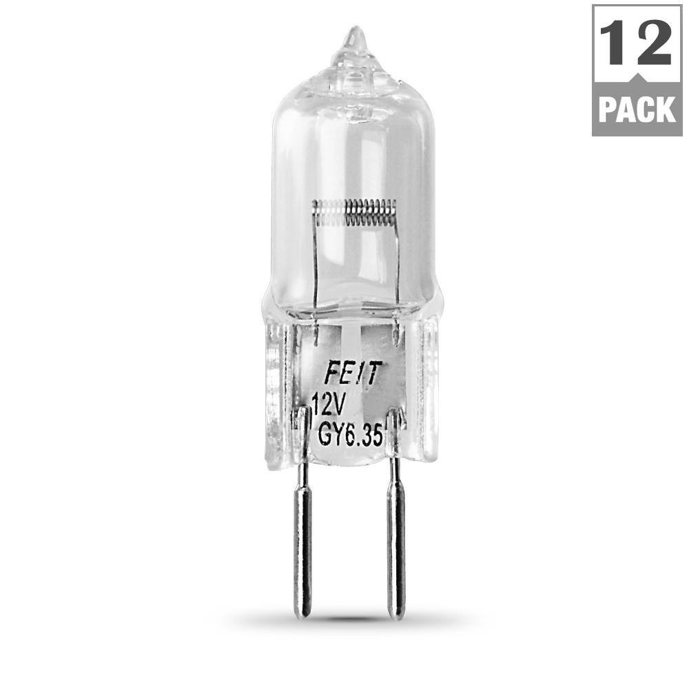 Feit Electric 50-Watt Warm White (3000K) T4 GY6.35 Bi-Pin Dimmable Halogen 12-Volt Light Bulb (12-Pack) BPQ50T412