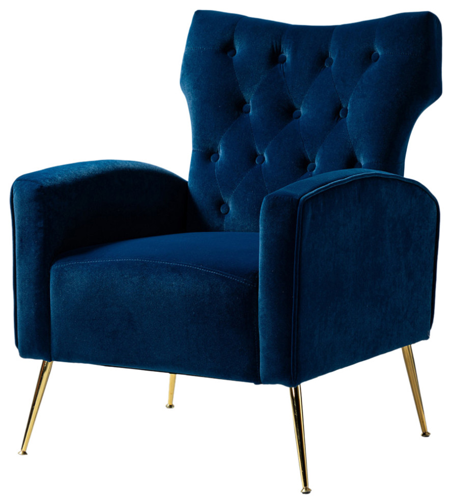 Accent Wingback Chair With Button Tufted Back   Midcentury   Armchairs And Accent Chairs   by Karat Home  Houzz