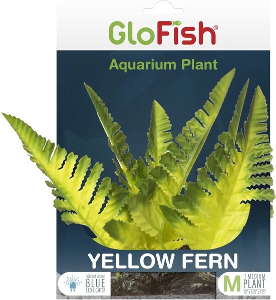 GloFish Yellow Fern Plant Aquarium Decor