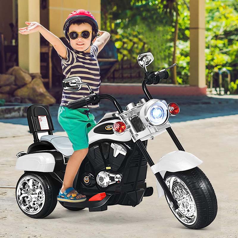 3 Wheel Kids Ride on Chopper-Style Motorcycle, 6V Battery Powered Kids Motorbike Trike Toy with Horn & Headlight