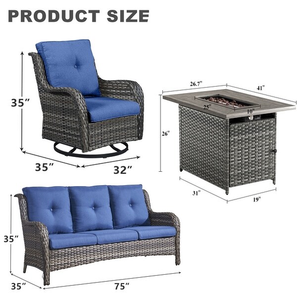 Patio Sofa Sets with Fire Pit Table