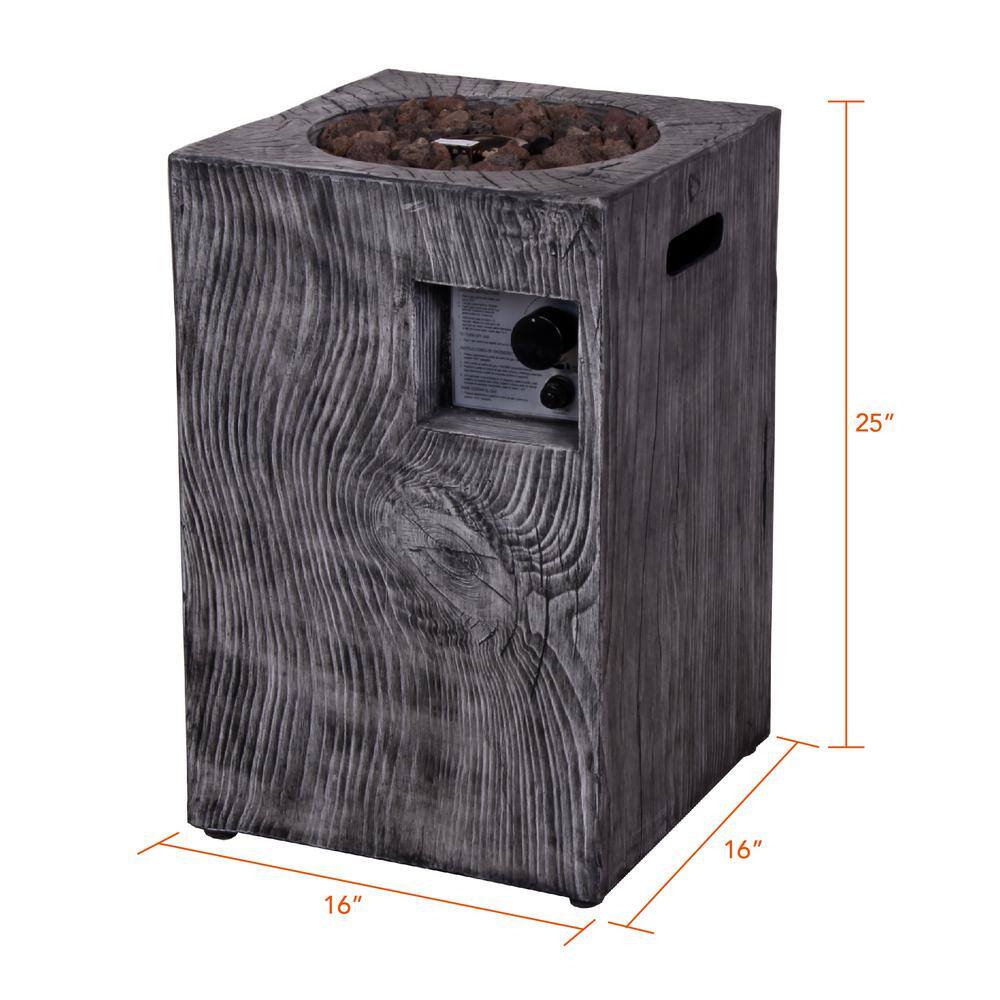 HeatMaxx Outdoor Propane Fire Pit 30000 BTU Column Propane Fire Pit Wood-Look Surface SRGF12111