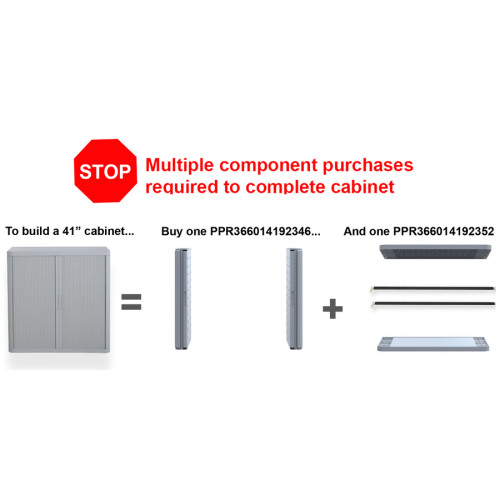 Paperflow easyOffice 41 Gray Storage Cabinet Top， Back， Base and Shelves (366014192352)