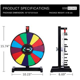 VIVOHOME Tabletop Spinning Prize Wheel with 14-Color Slots Dry Erase Marker and Eraser X002BR5H95