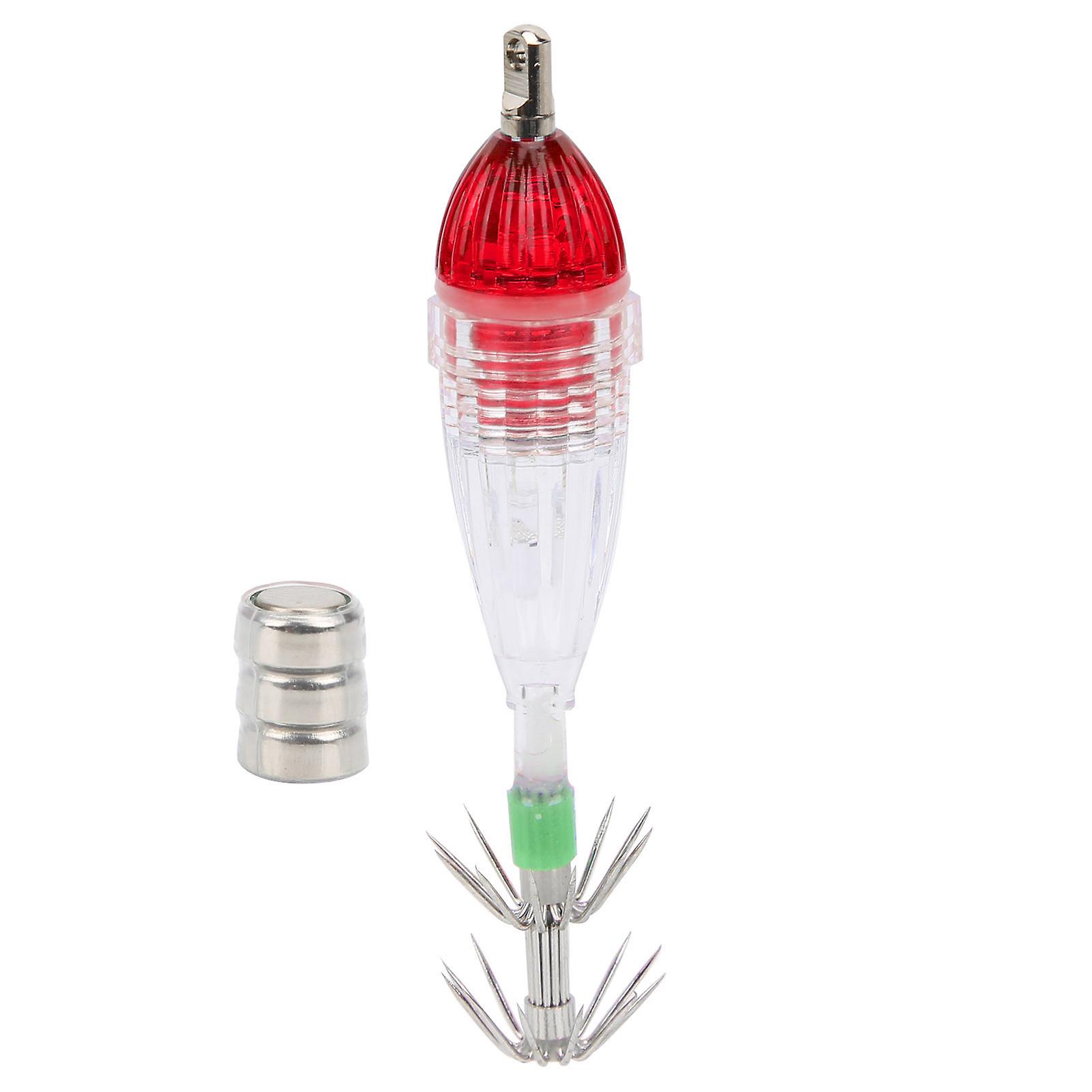 Fishing Led Lure Light Squid Shape Red Light Color Bait Underwater Lamp With Hook