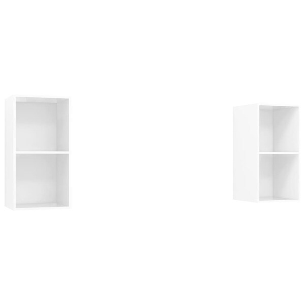 Wall-mounted TV Cabinets 2 pcs High Gloss White Engineered Wood