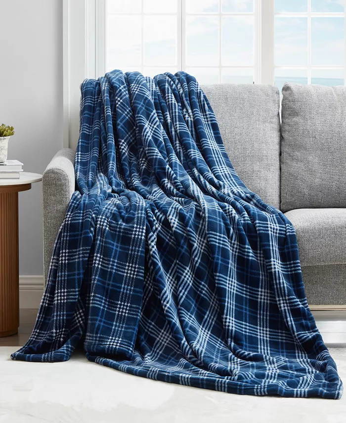 Nautica Gillbrooke Ultra Soft Plush Navy Blanket， Twin