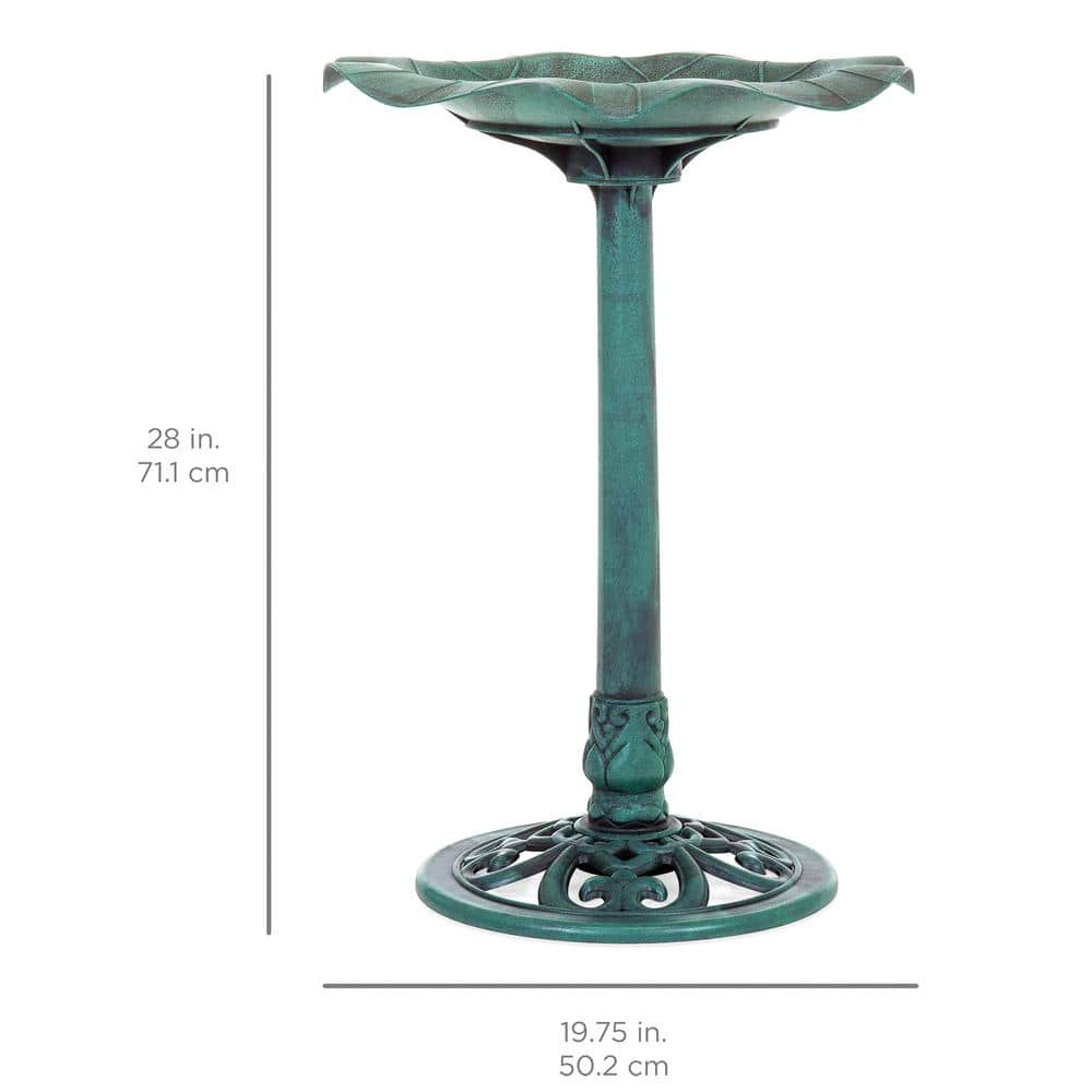 Best Choice Products Lily Leaf Green Pedestal Birdbath SKY4833