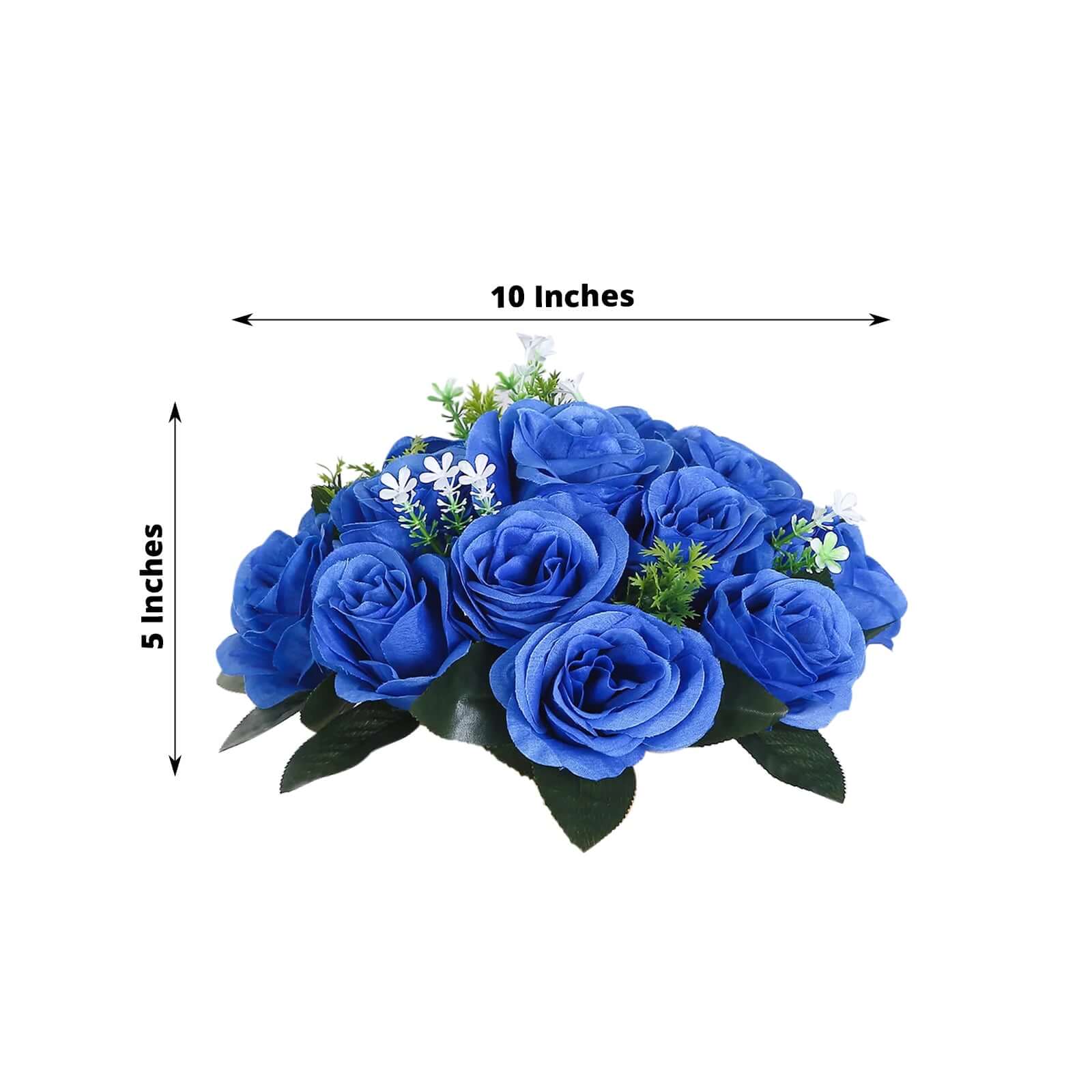 2 Pack Royal Blue Artificial Flower Ball Bouquets For Centerpieces, 15-Head Silk Rose Kissing Balls 10