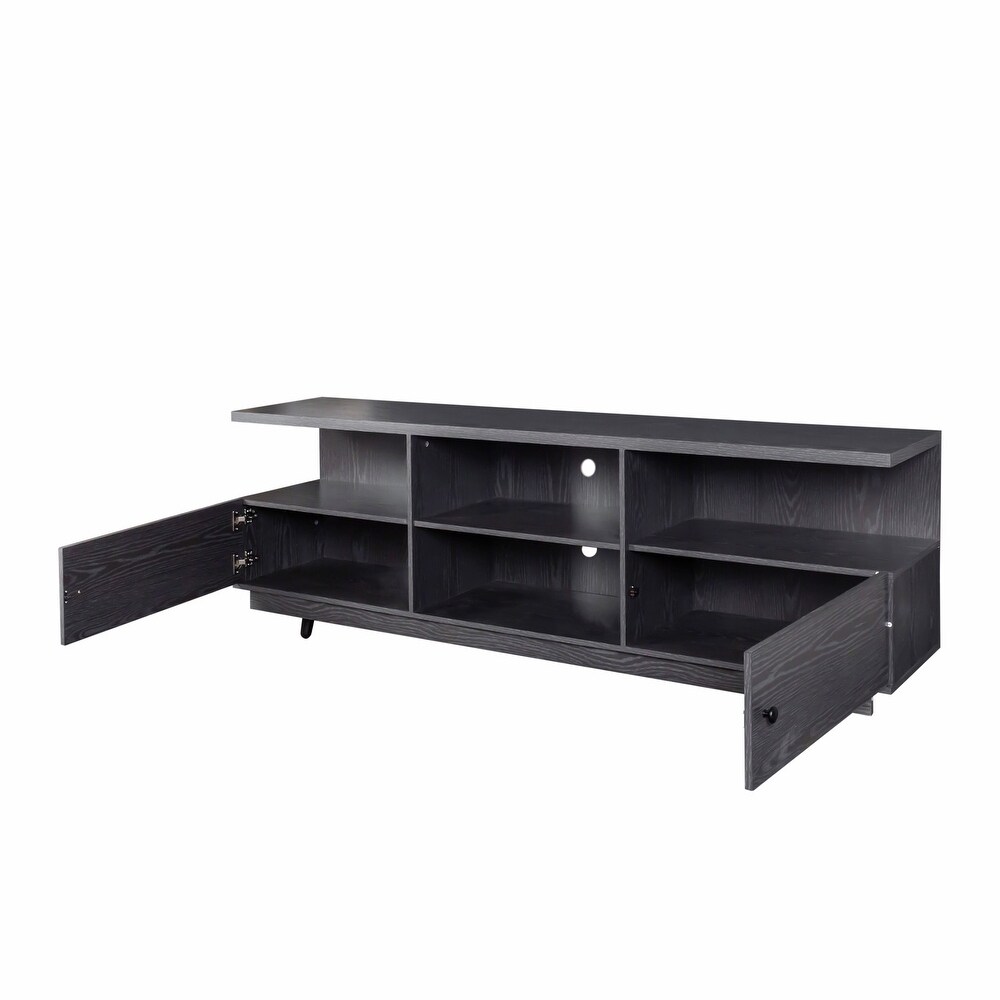 TV Stand Entertainment Centers Console Table with 2 Doors and 4 Open Shelves