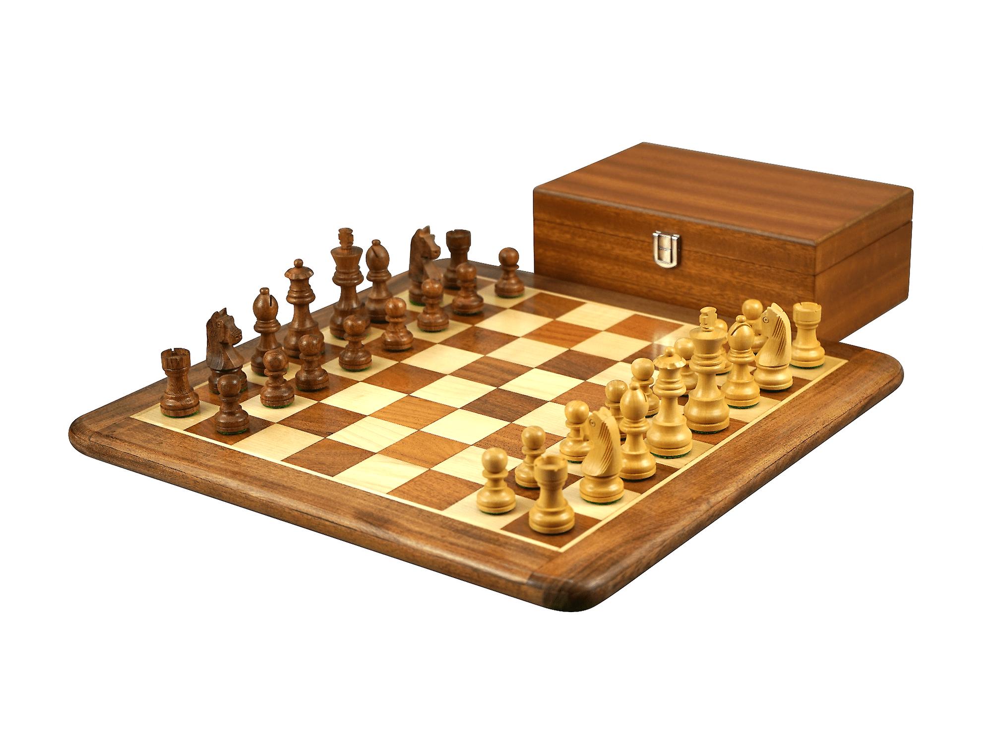 Chess Set Sheesham Flat Board 16 Inch Downhead Staunton Chess Pieces 3 Inch