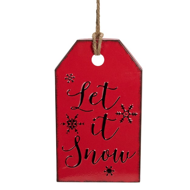 Red And Black Metal Distressed quot let It Snow quot Christmas Wall Decor