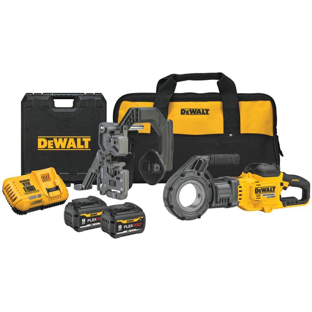 DW FLEXVOLT 60V MAX Cordless 12 in. - 2 in. Pipe Threader Kit with (2) FLEXVOLT 9.0Ah Batteries DCE700X2