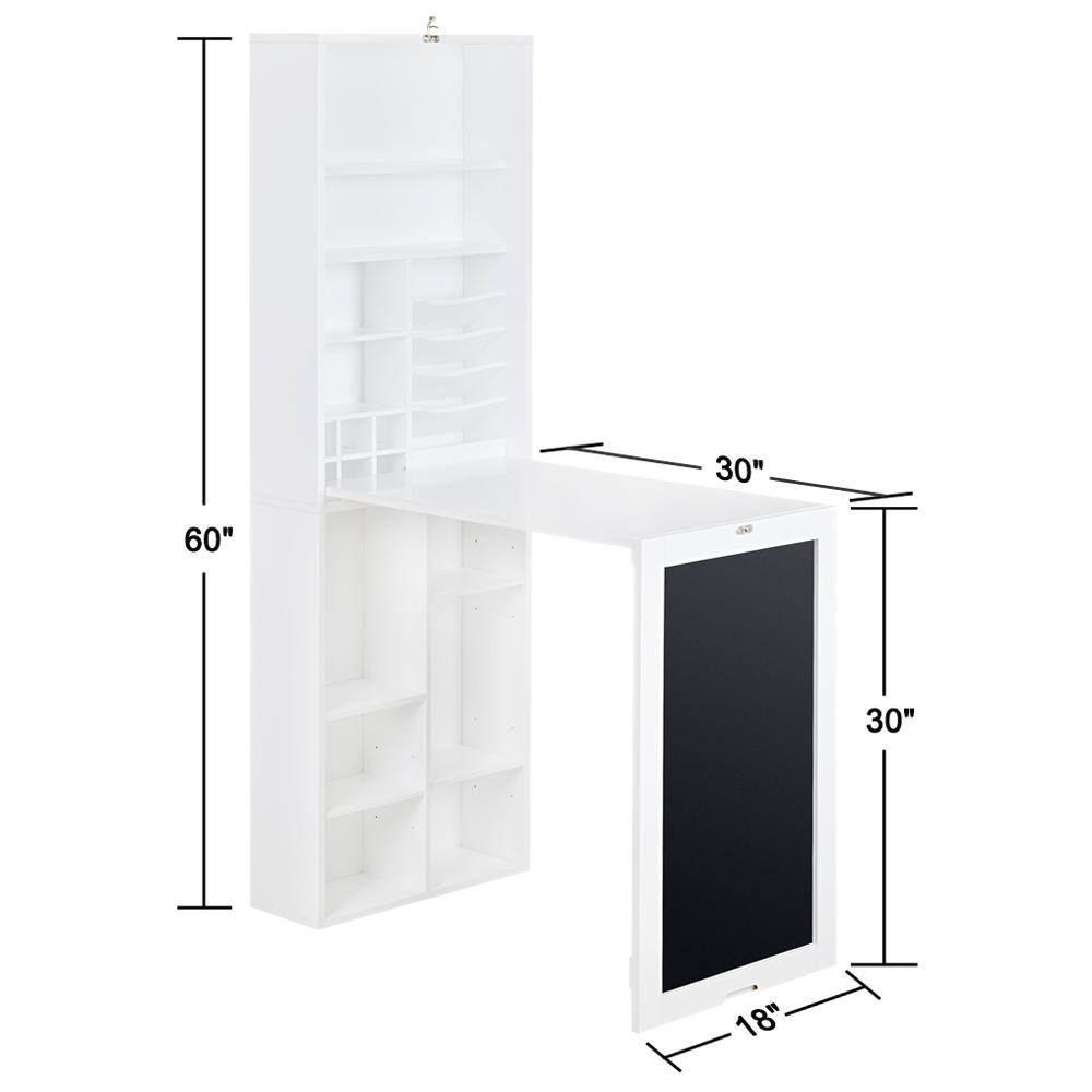 Utopia Alley 30 in. Rectangular White Floating Desk with Built-In Storage SH3WW