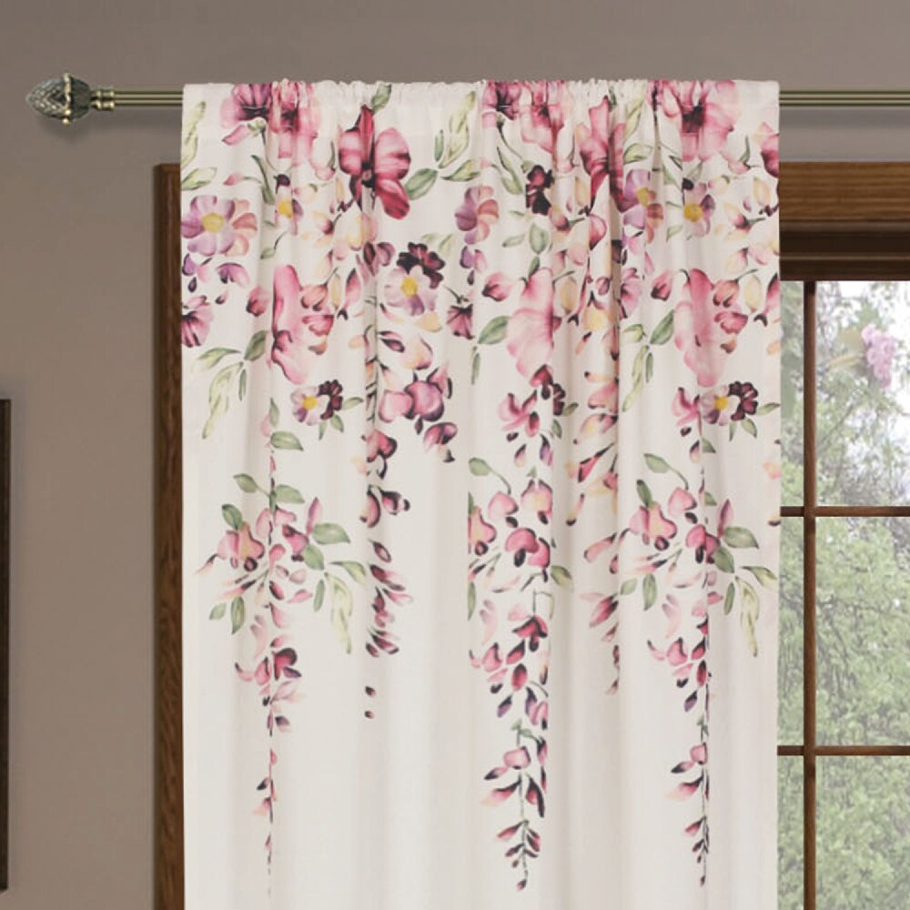 Waldron Floral Room Darkening Rod Pocket Single Curtain Panel