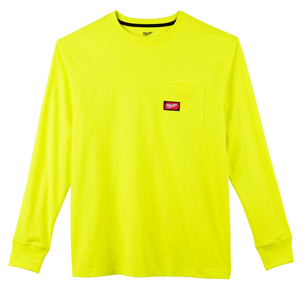 Heavy Duty Hi Vis Yellow Pocket Long Sleeve T-Shirt ; 3X