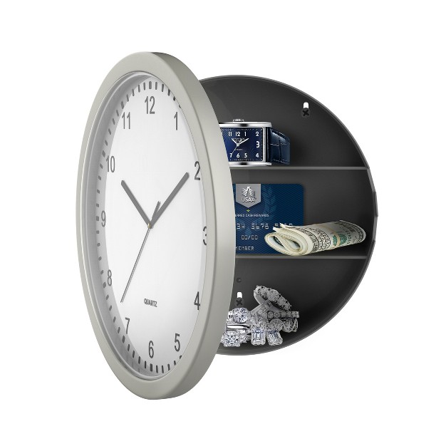 Hastings Home Analog Wall Clock With Hidden Compartments 10 quot Silver