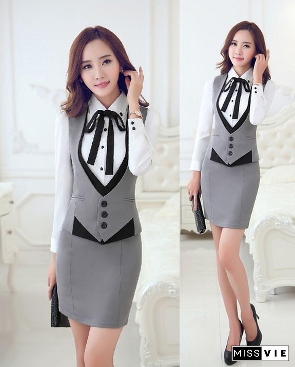 New Formal Professional Business Women Suits Vest + Skirt Ladies Office Uniform Design Blazers Female Clothing Set Work Wear Careerr Outfits