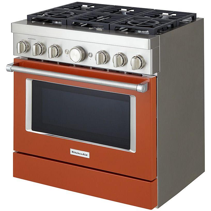 KitchenAid 36-inch Freestanding Gas Range with Even-Heat? True Convection KFGC506JSC