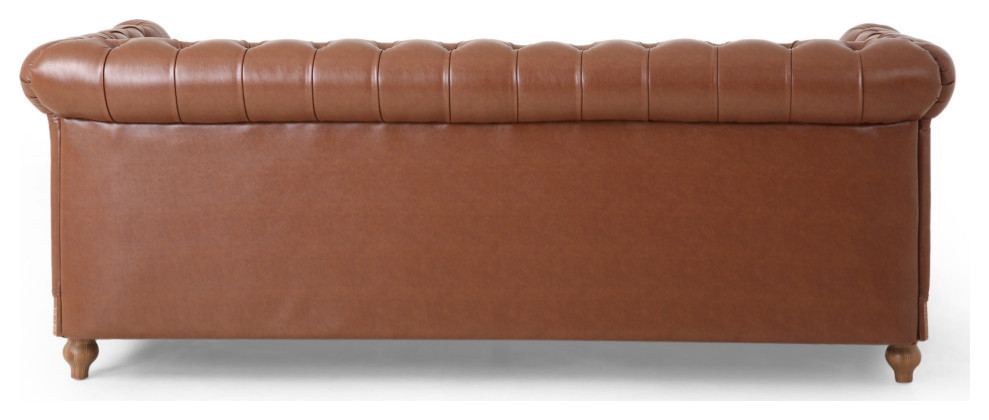 Kinzie Chesterfield Tufted 3 Seater Sofa with Nailhead Trim   Traditional   Sofas   by GDFStudio  Houzz