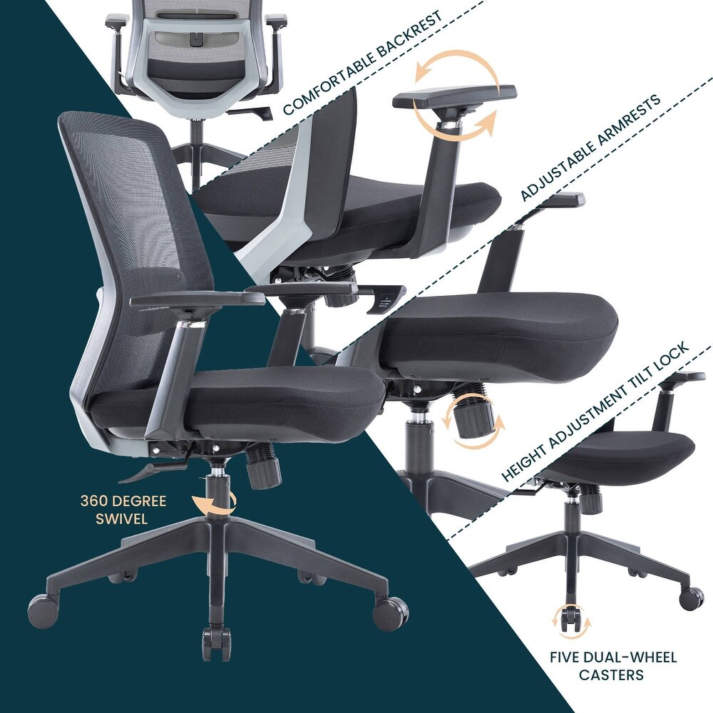 LeisureMod Ingram Modern Office Task Chair with Adjustable Armrests