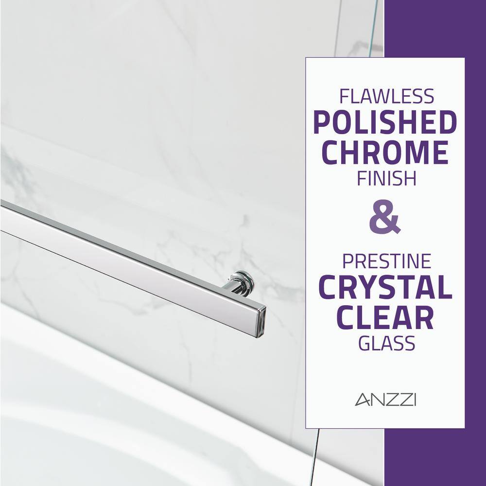 ANZZI 5 ft. Acrylic Left Drain Rectangle Tub in White with 48 in. W x 58 in. H Frameless Tub Door in Polished Chrome SD05401CH-3060L