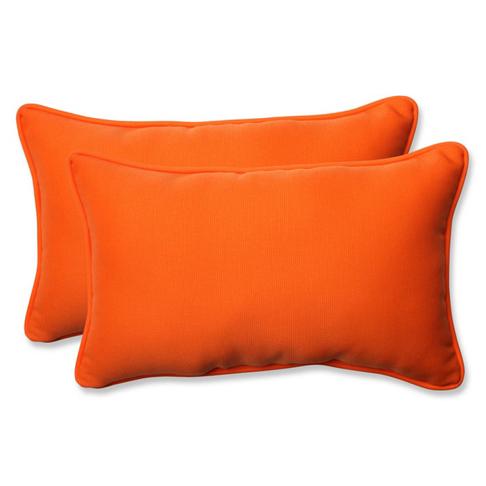 Pillow Perfect Sundeck Orange Rectangular Throw Pillow， Set of 2