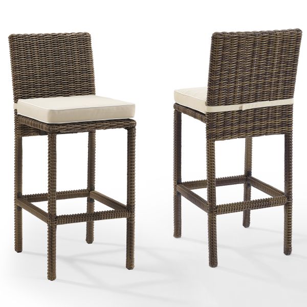 Bradenton 2Pc Outdoor Wicker Bar Height Bar Stool Set