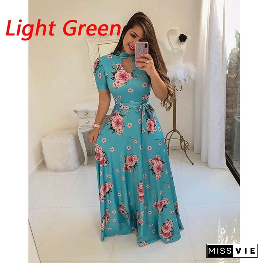 New Women's Party Dress Print Beach Skirt Spring Summer Elegant Dress Plus Size S-5xl