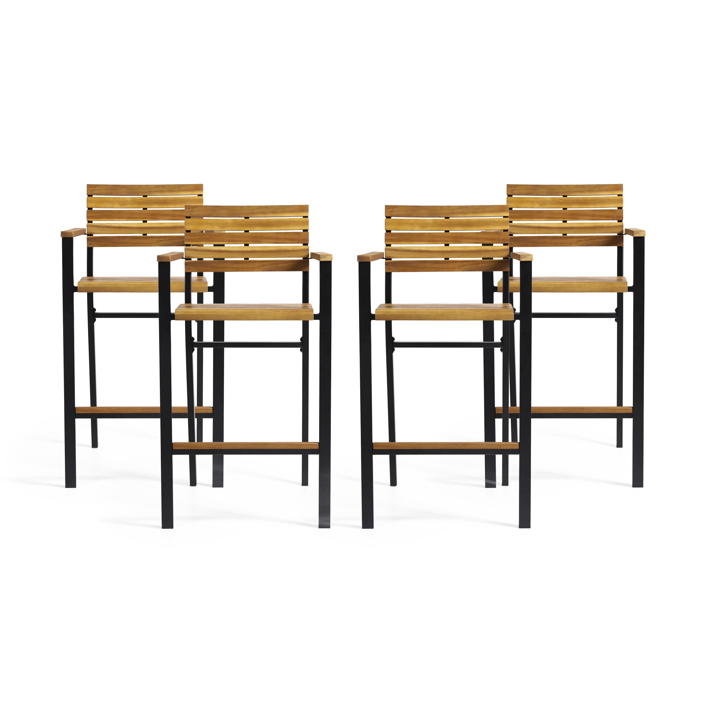 Darryn Modern Industrial Acacia Wood Barstool (Set of 4)