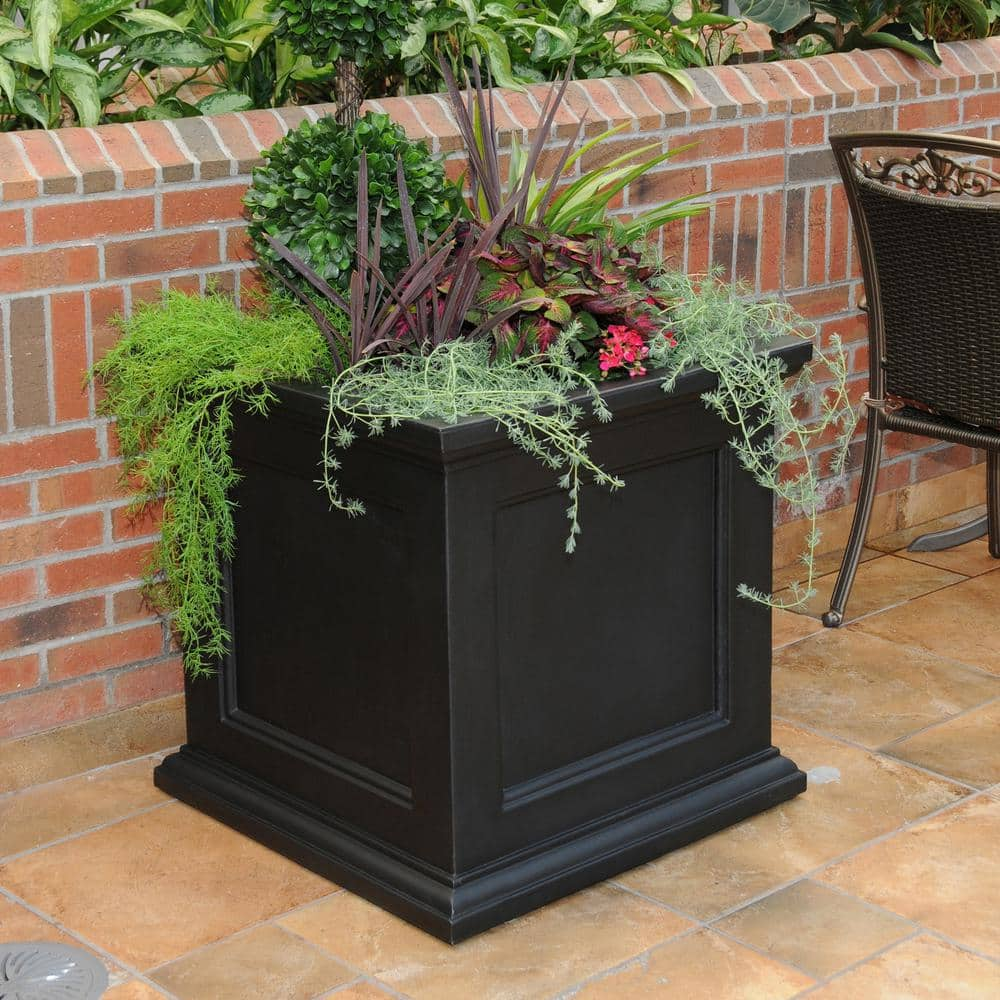 Mayne Fairfield 28 in. Square Black Polyethylene Planter 8800-B