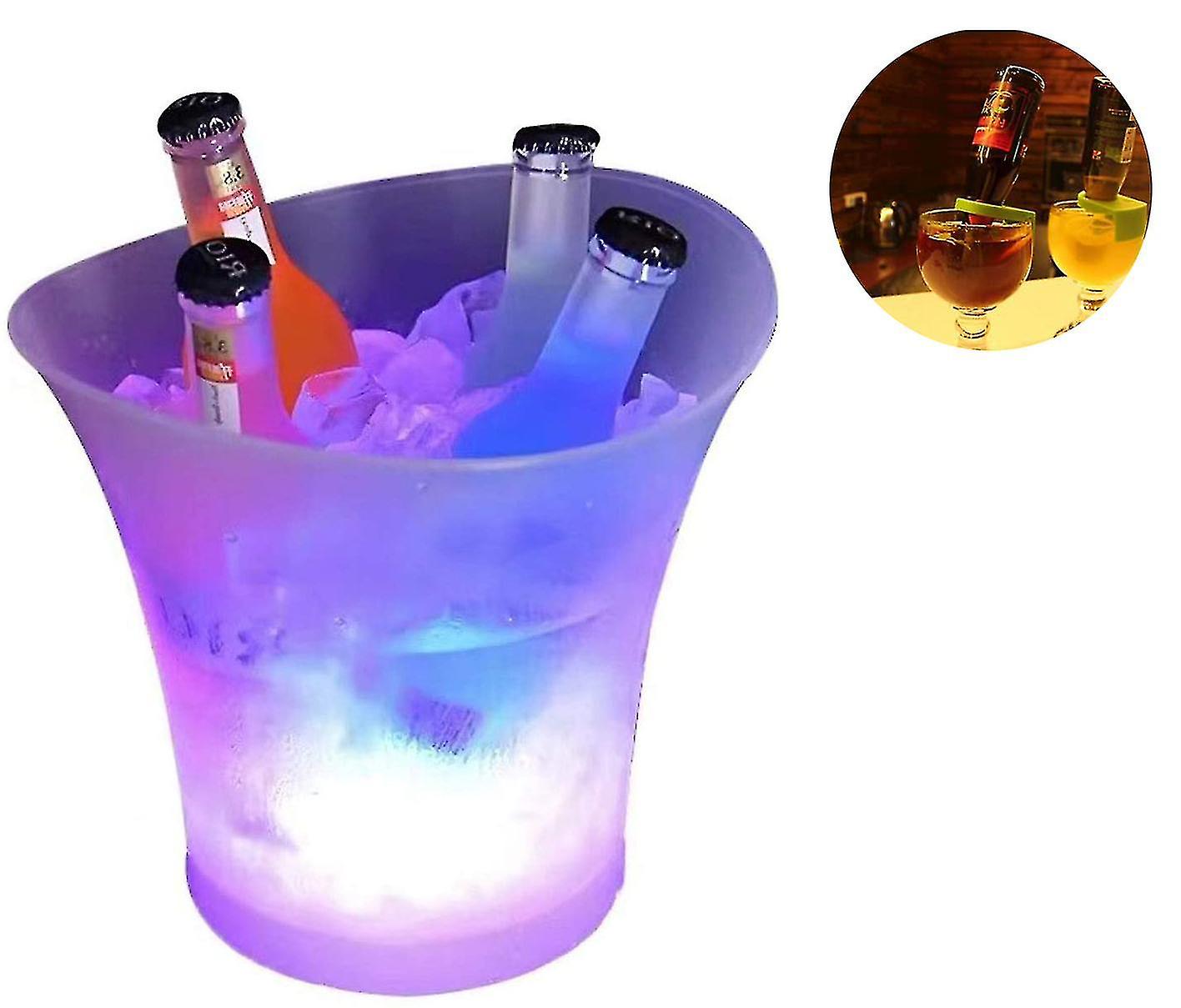 Led Ice Bucket， 5l Large Capacity Bottle Cooler - Champagne Cooler - Wine Cooler - Beverage Cooler - Cooler Led Waterproof With Color Change， For Part