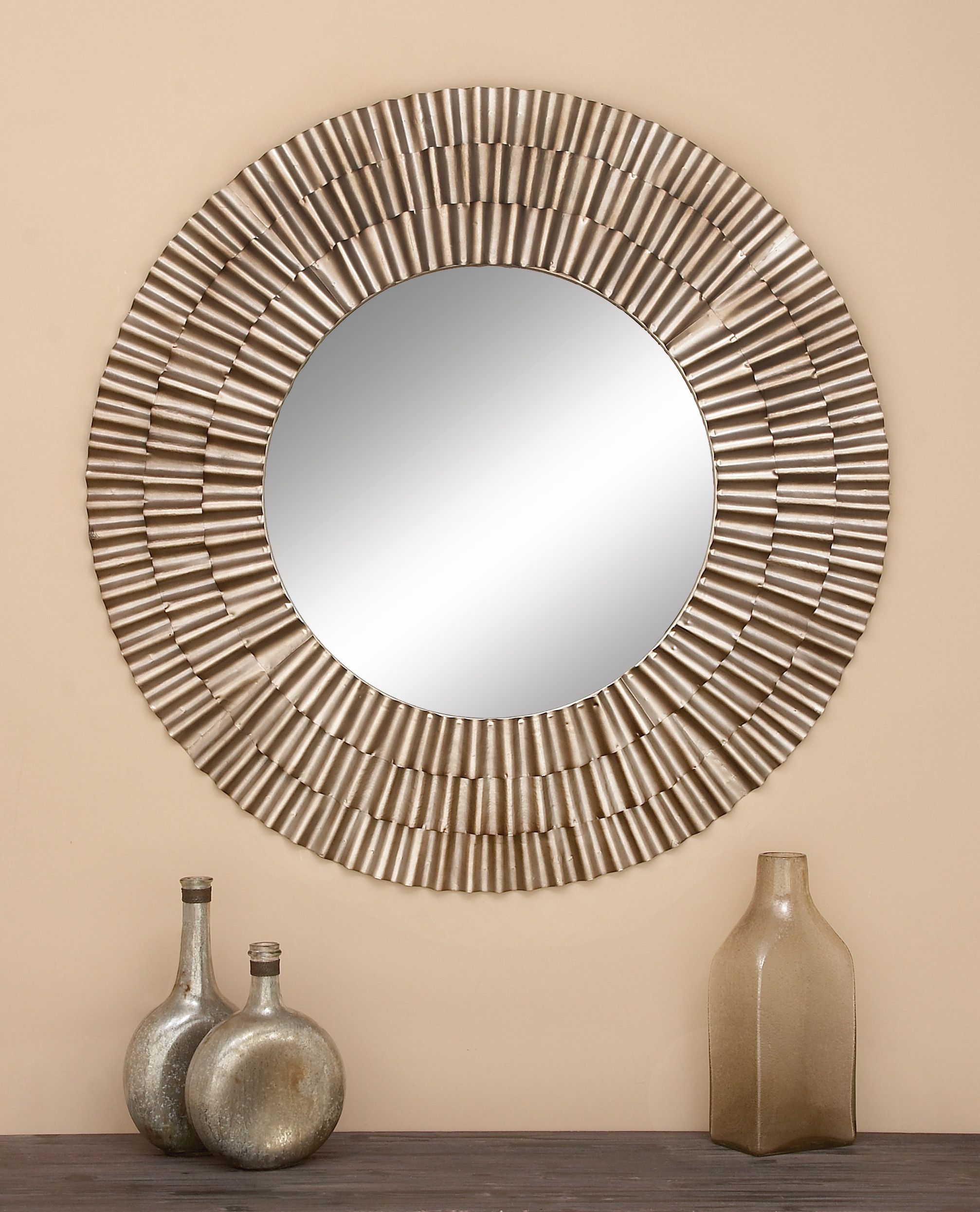 Silver Rustic Metal Wall Mirror 42 x 42