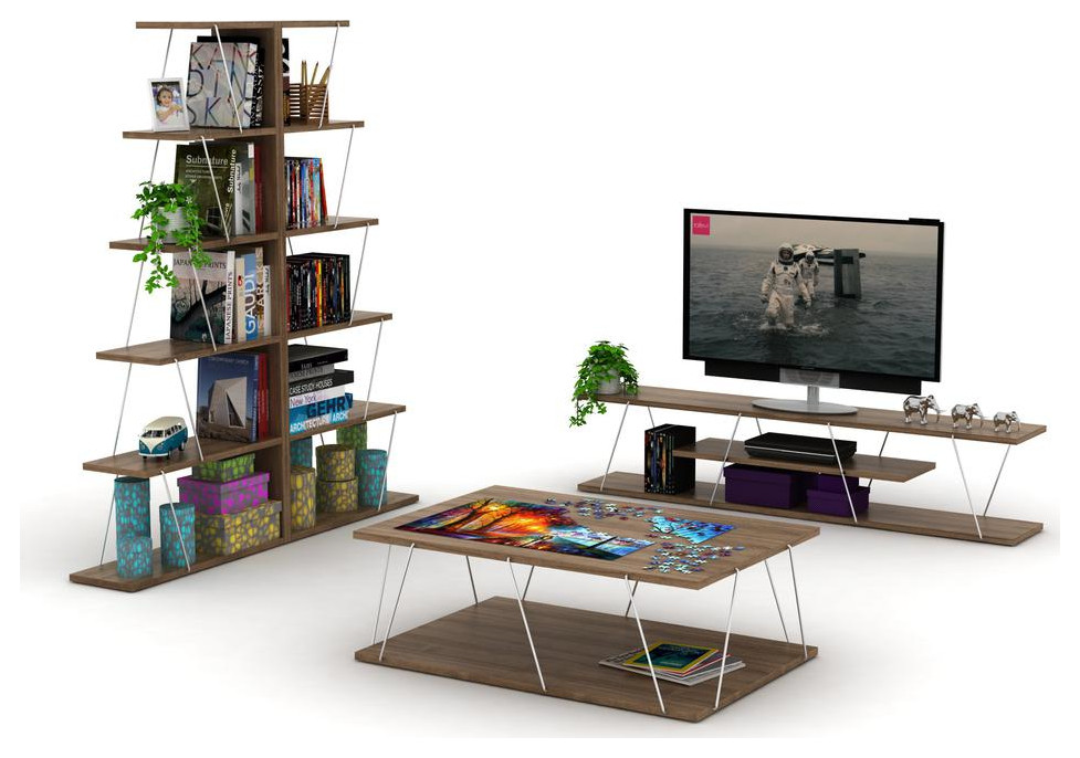 Tars Mini Modern 5 Tier Ladder Bookshelf Organizers  Narrow Bookshelf for...   Modern   Bookcases   by BisonOffice  Houzz