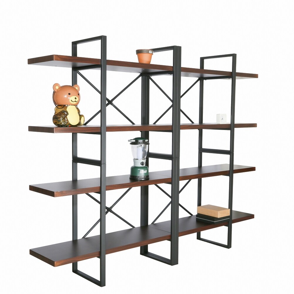 8 Tier and 8 Open Wider Metal Frame and Industrial Wood Etagere Bookcase   70.87*56.69*13 inch