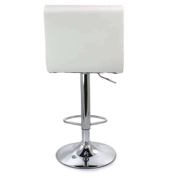 Elama Tufted Faux Leather Modern Bar Stool White Adjustable Swivel Base Set of 2