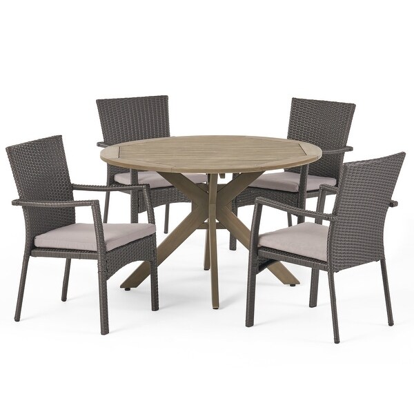 Stamford Outdoor 5 Piece PE Wicker Dining Set with Circular Table by Christopher Knight Home